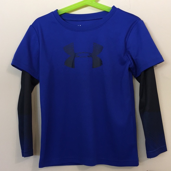 🔹NWT UA blue black mock layer tee full 4T 3T Avlb - Picture 3 of 5